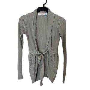 Sparrow Tie Waist Long-sleeved Knit Ribbed Cardigan Sweater Women's Sz XS